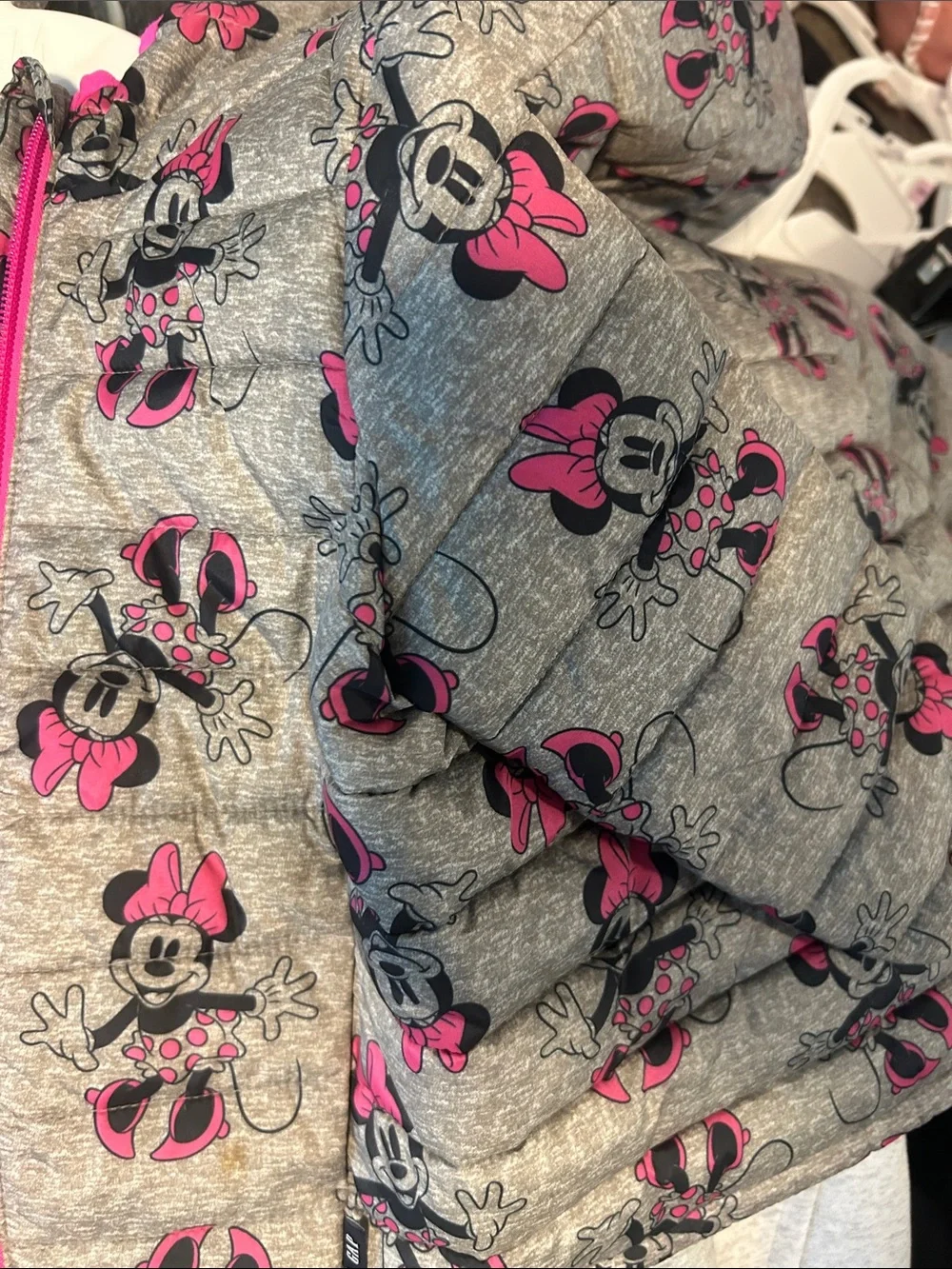 GAP Girls' Minnie Mouse Gray & Hot Pink Puffer Jacket 50%OFF SEND OFFER